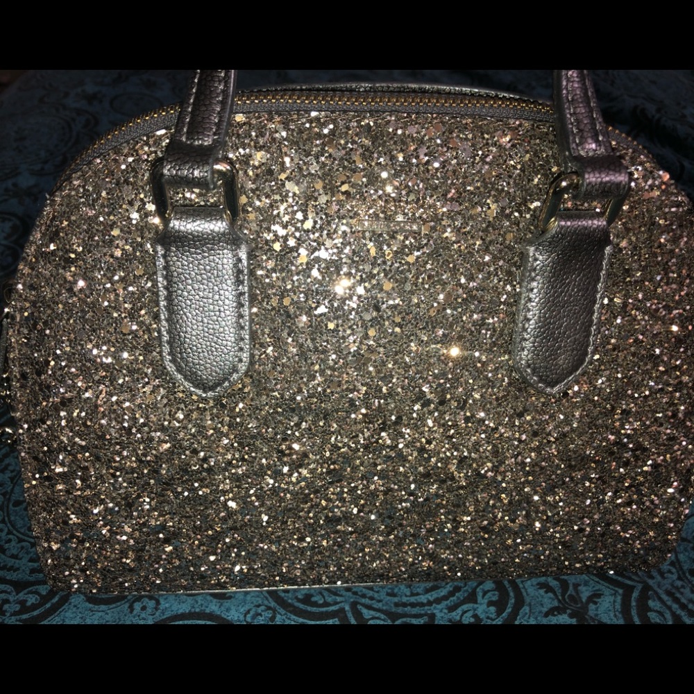 Kate Spade Silver glitter satchel